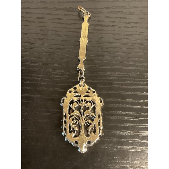 Vintage Silver Pendant With Orange Stone Ornate Design - Picture 4 of 4